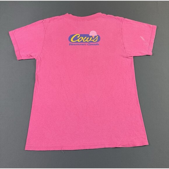 Rare Vintage Y2K Cows Ice Cream Art Painting Paint Splatter Pink Small Shirt - Picture 2 of 15